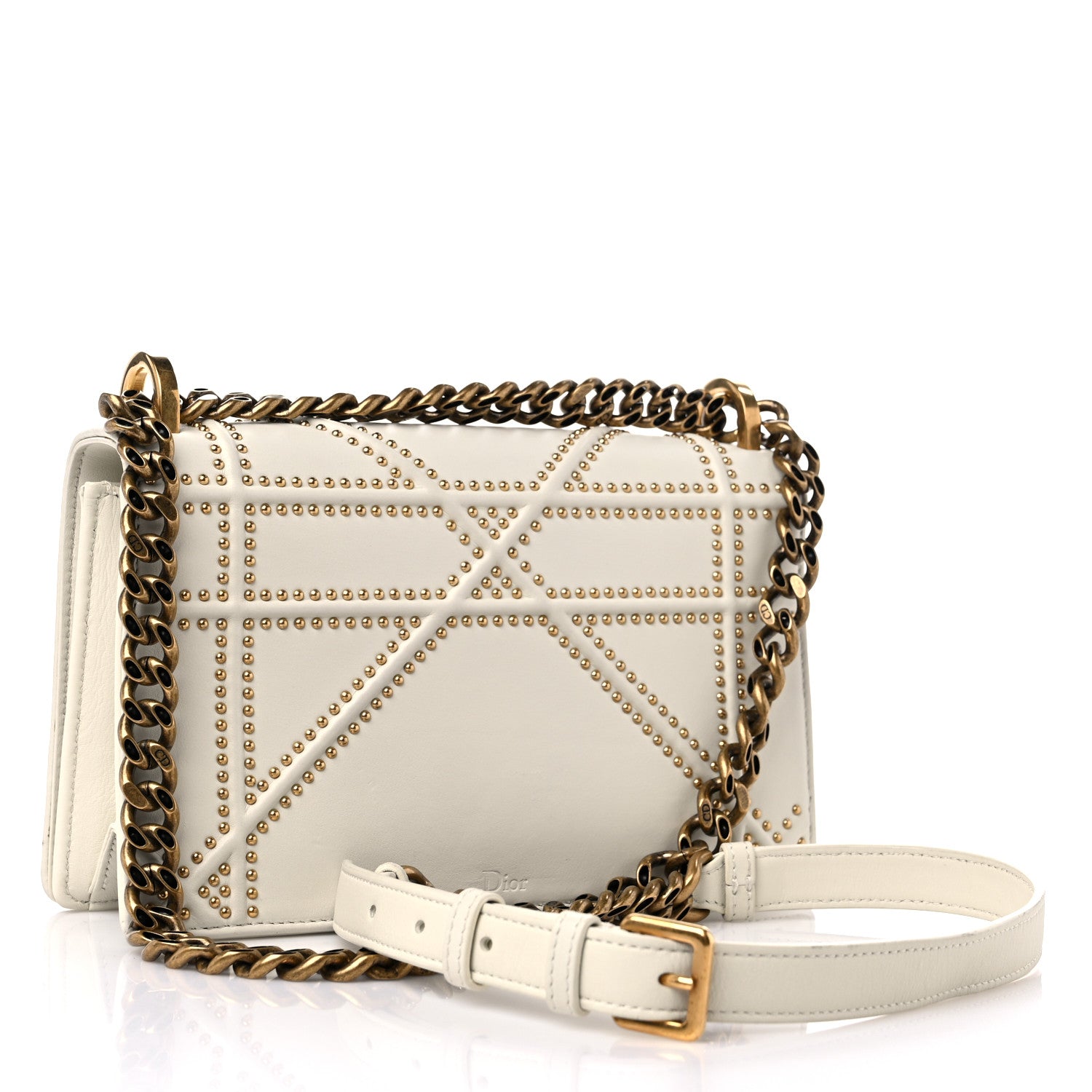 Christian Dior Lambskin Studded Medium Diorama Flap Bag Latte 3 of 12