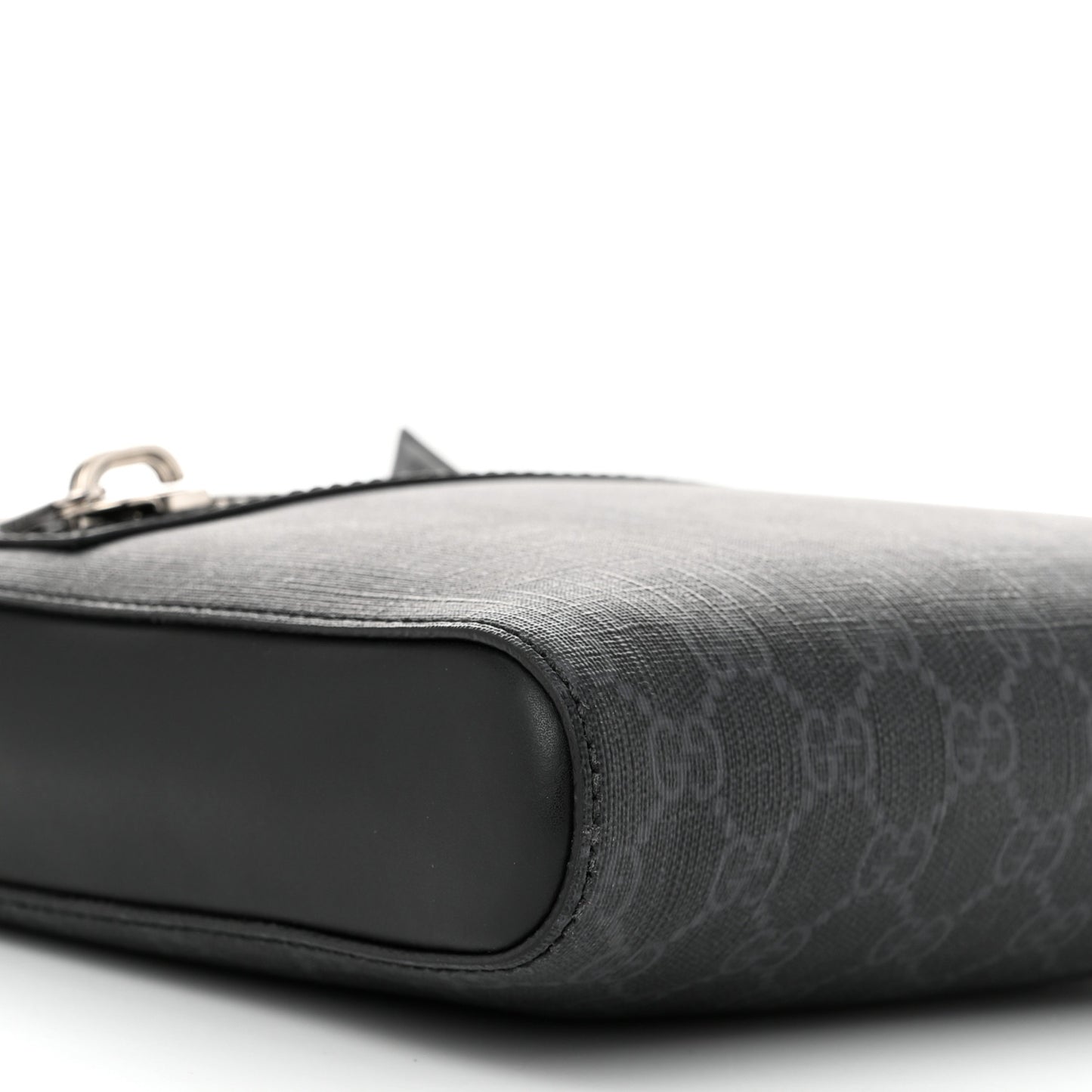GG Supreme Monogram Web Small Flat Messenger Bag Black Grey
