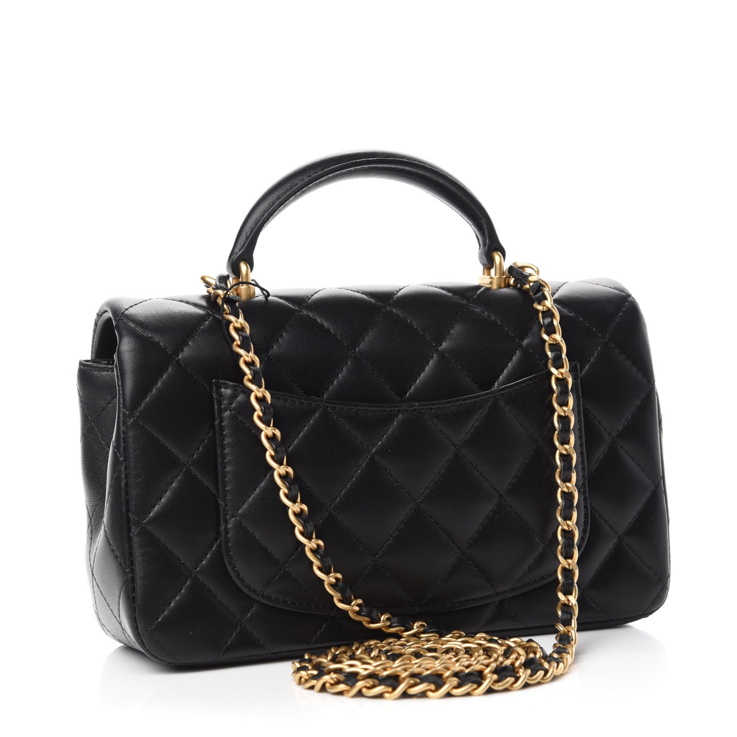 Chanel Lambskin Quilted Mini Top Handle Rectangular Flap Black 3 of 12