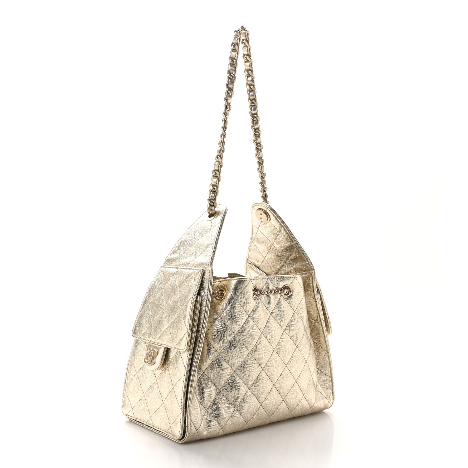 Chanel Metallic Caviar Quilted Small Chanel 25 Handbag Gold 3 of 11