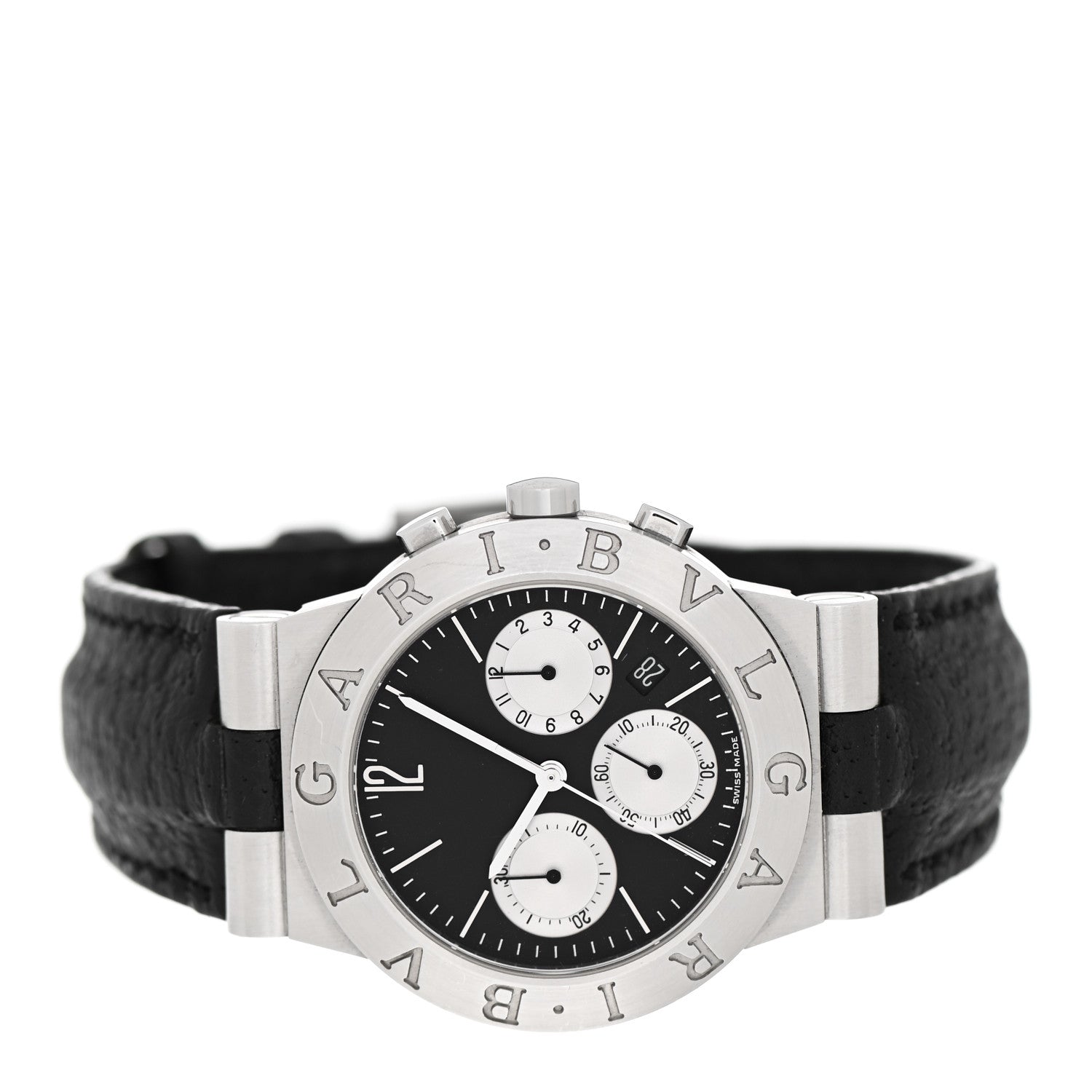 Bulgari Stainless Steel Calfskin 35mm Diagono Quartz Watch Black 2 of 4