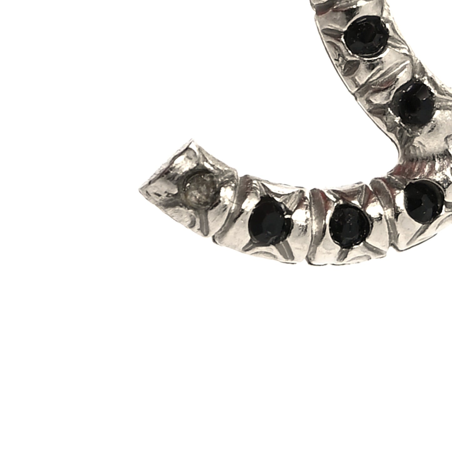 Crystal Chain CC Drop Earrings Silver Black