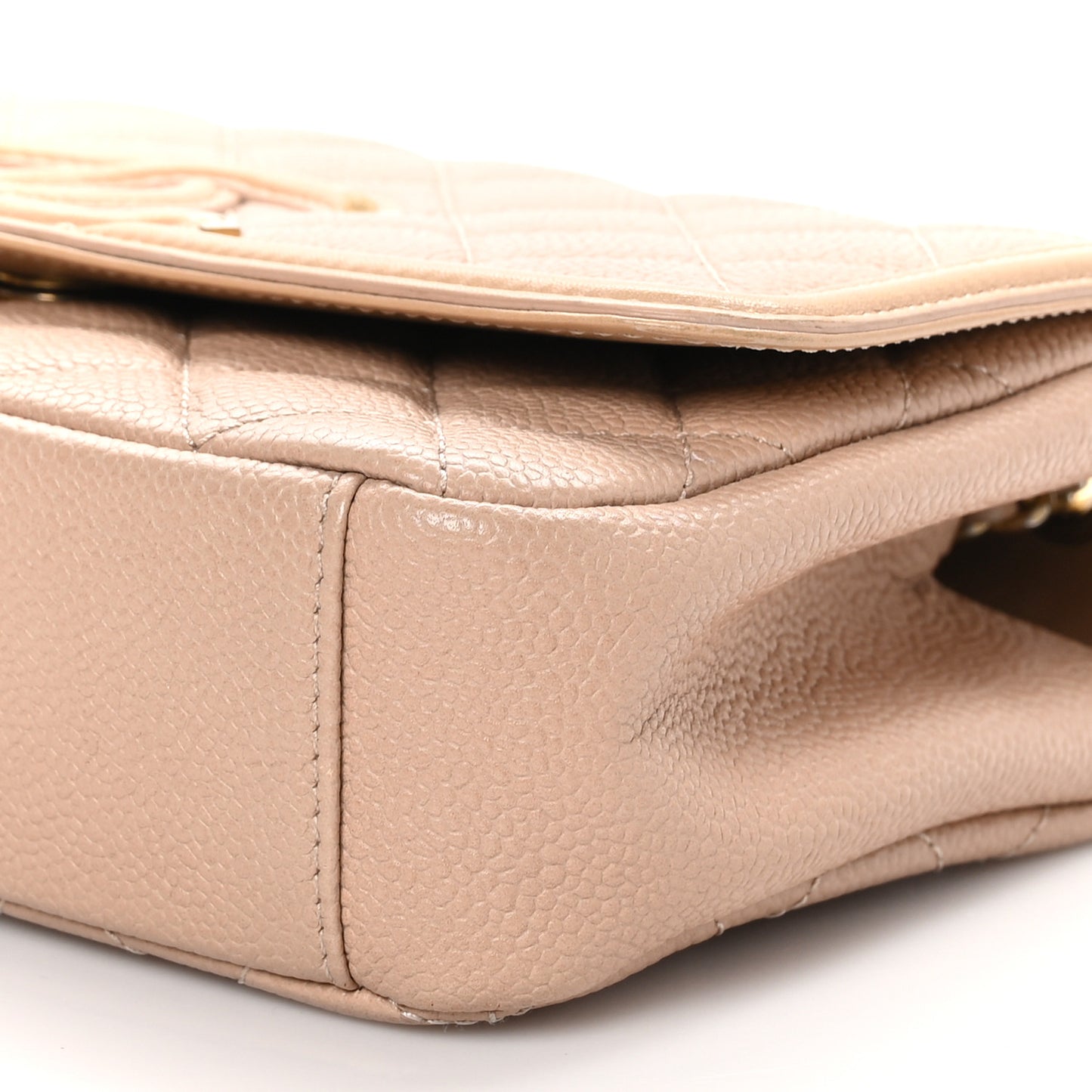 Caviar Quilted Small CC Filigree Flap Beige