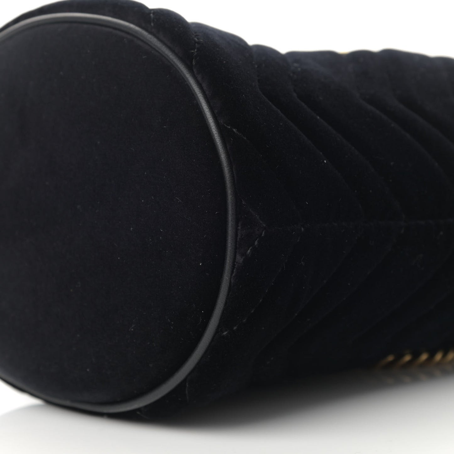 Velvet Matelasse Mini GG Marmont 2.0 Bucket Bag Black