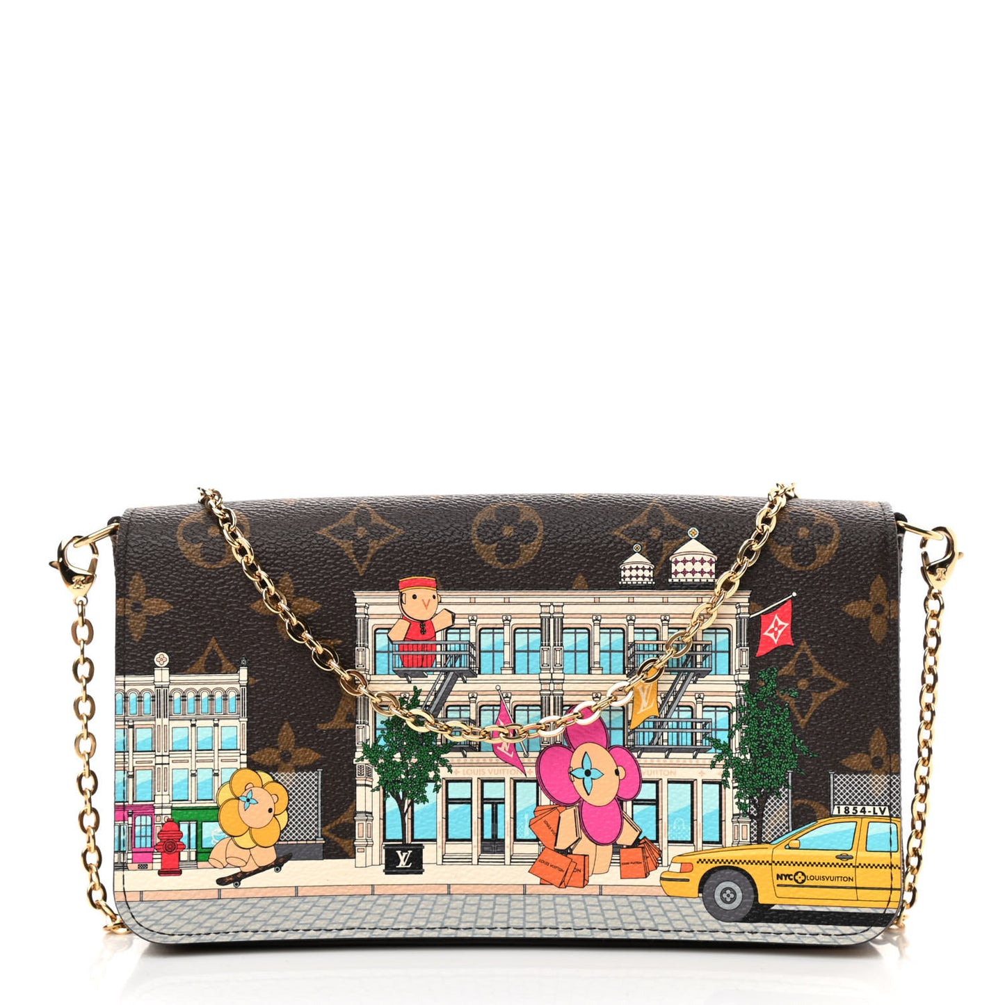 Monogram 2022 Christmas Animation New York Soho Pochette Felicie Chain Wallet Yellow