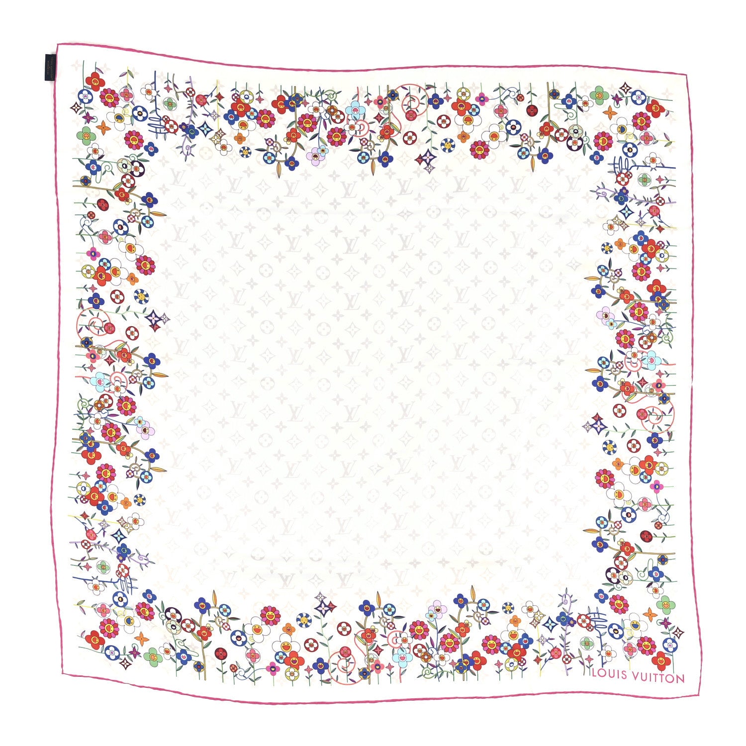 Louis Vuitton LV X TM Silk Monogram Superflat Flowers Square Scarf