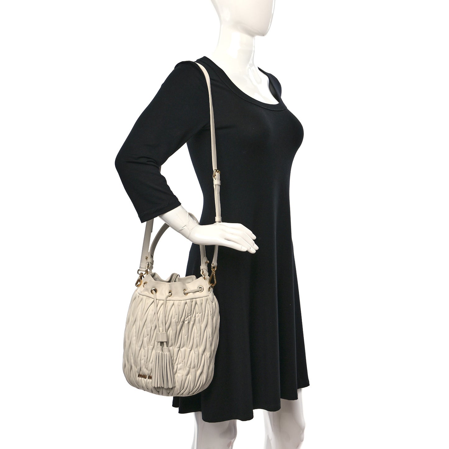 Nappa Matelasse Small Bucket Bag White