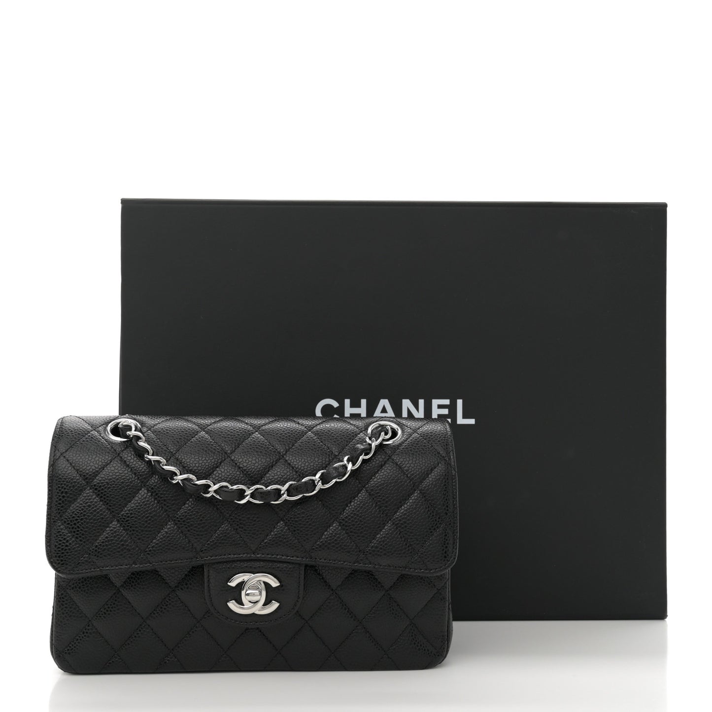 Caviar Quilted Small Double Flap Black
