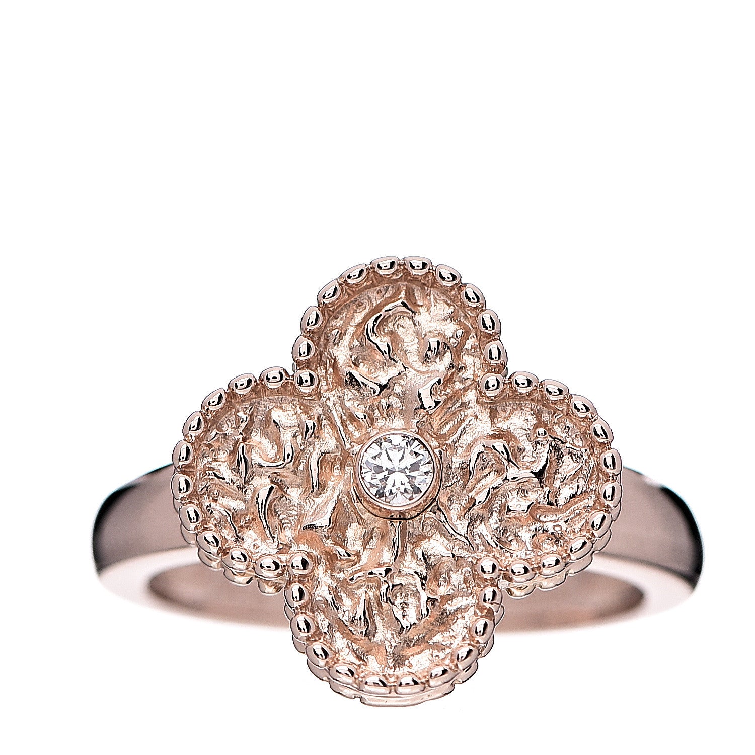 Van Cleef & Arpels 18K Rose Gold Diamond Vintage Alhambra Ring 52 6 1 of 6