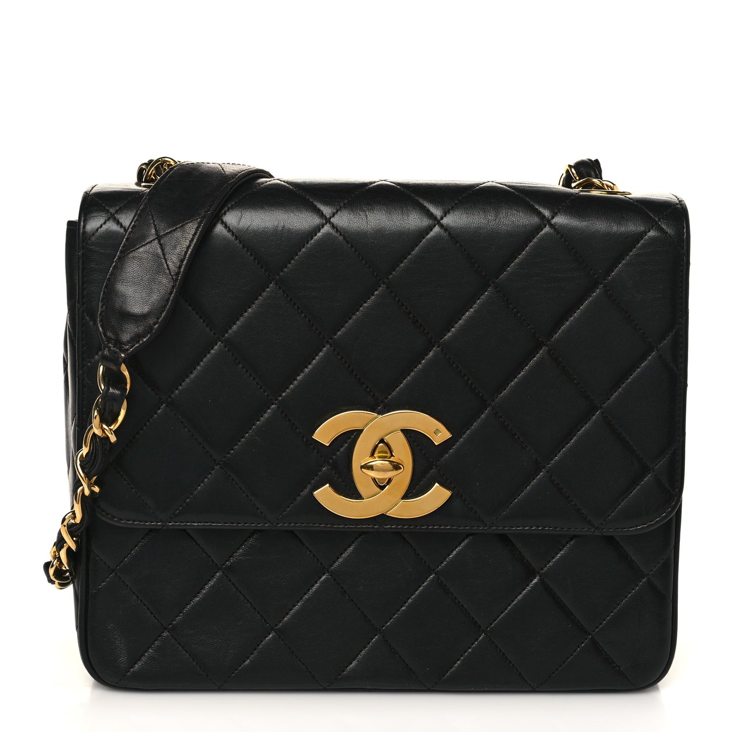 Lambskin Quilted Mini Square Flap Bag Black