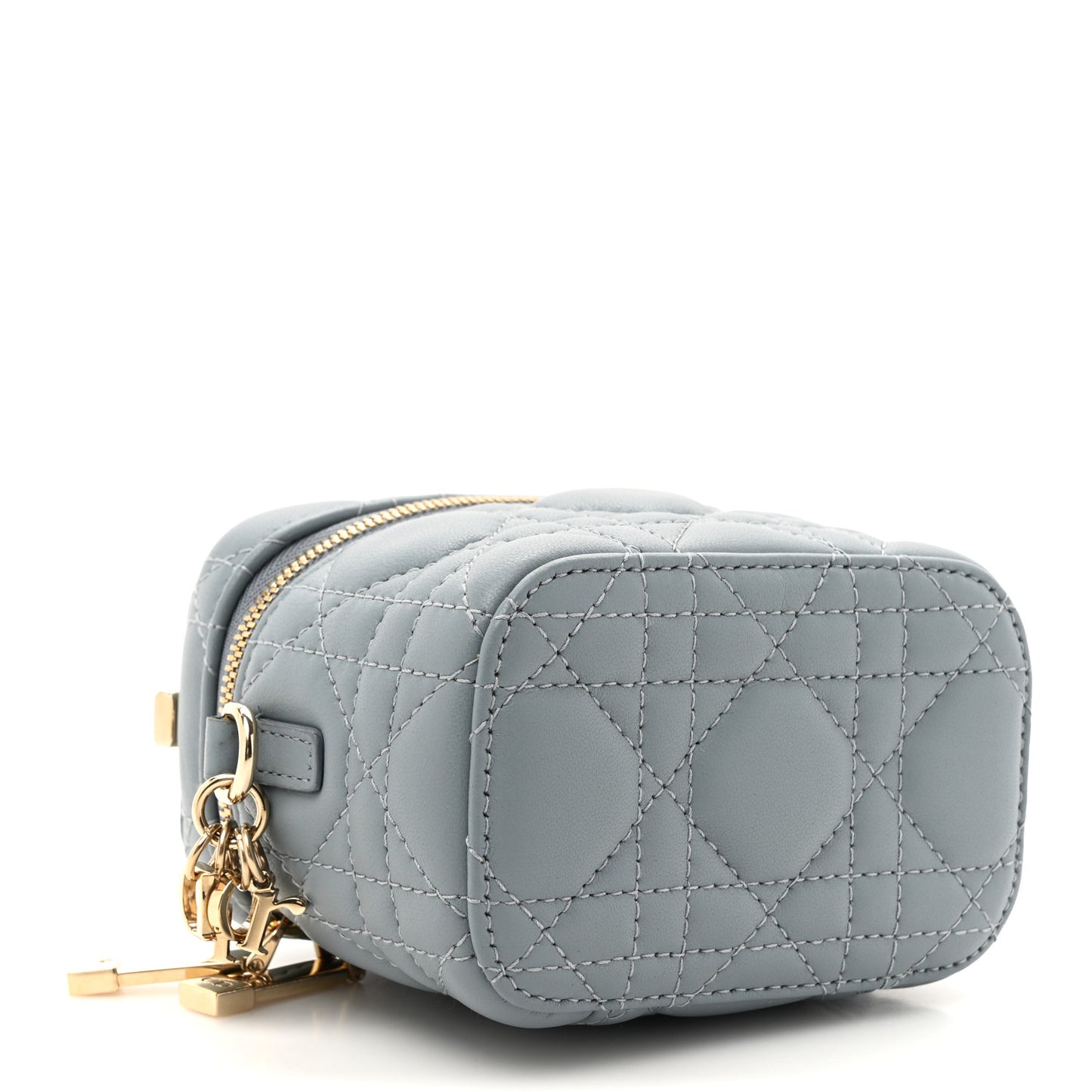 Lambskin Cannage Micro Lady Dior Vanity Case Cloud Blue