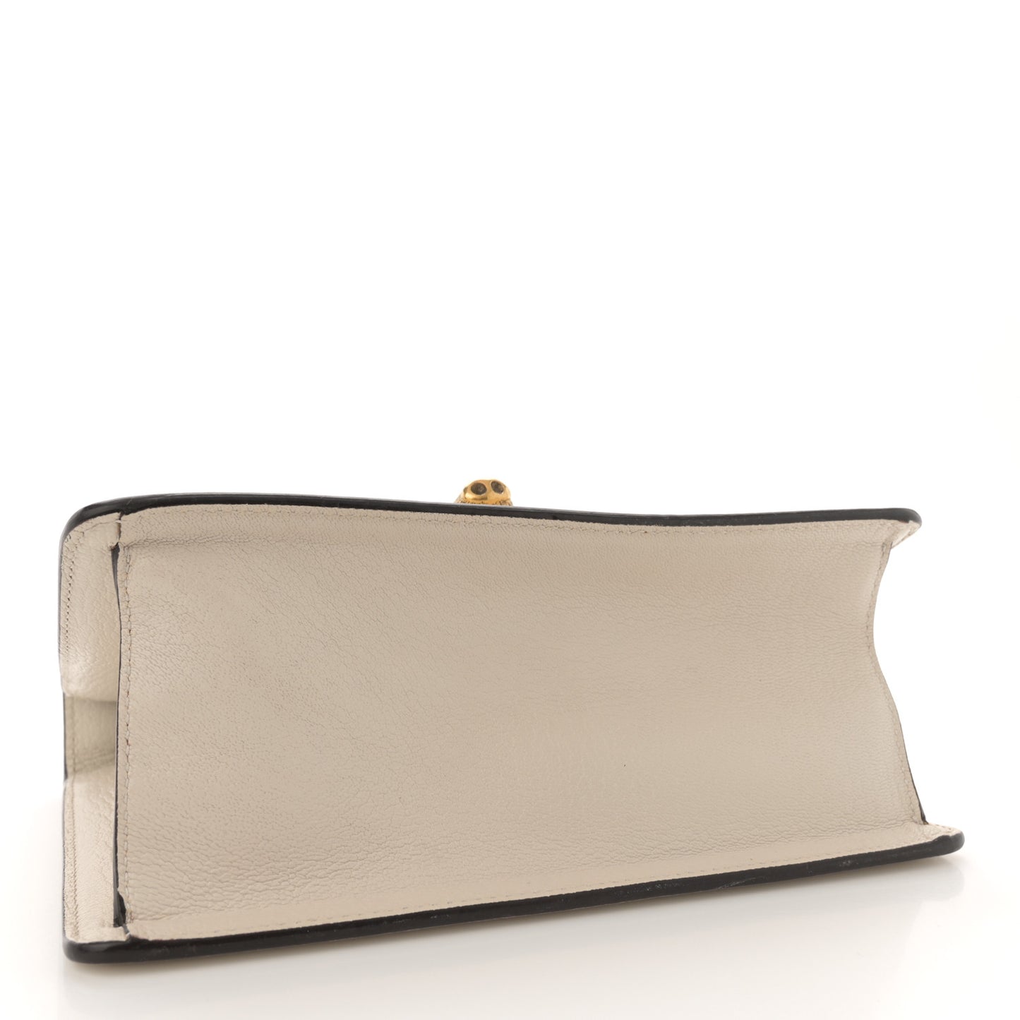 Goatskin Pearl Mini Fox Broche Bamboo Top Handle Bag Hibiscus Red Mystic White