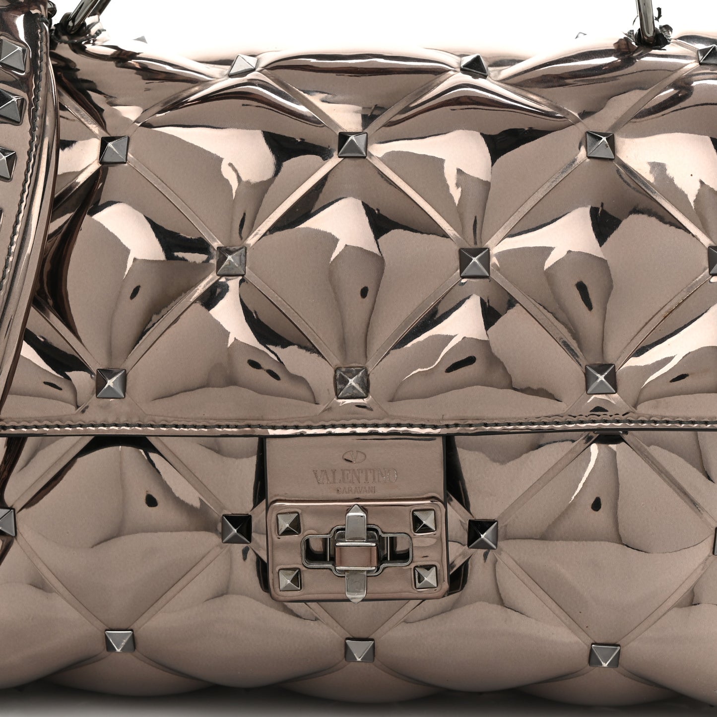 Metallic PVC Candystud Top Handle Bag Rutenio