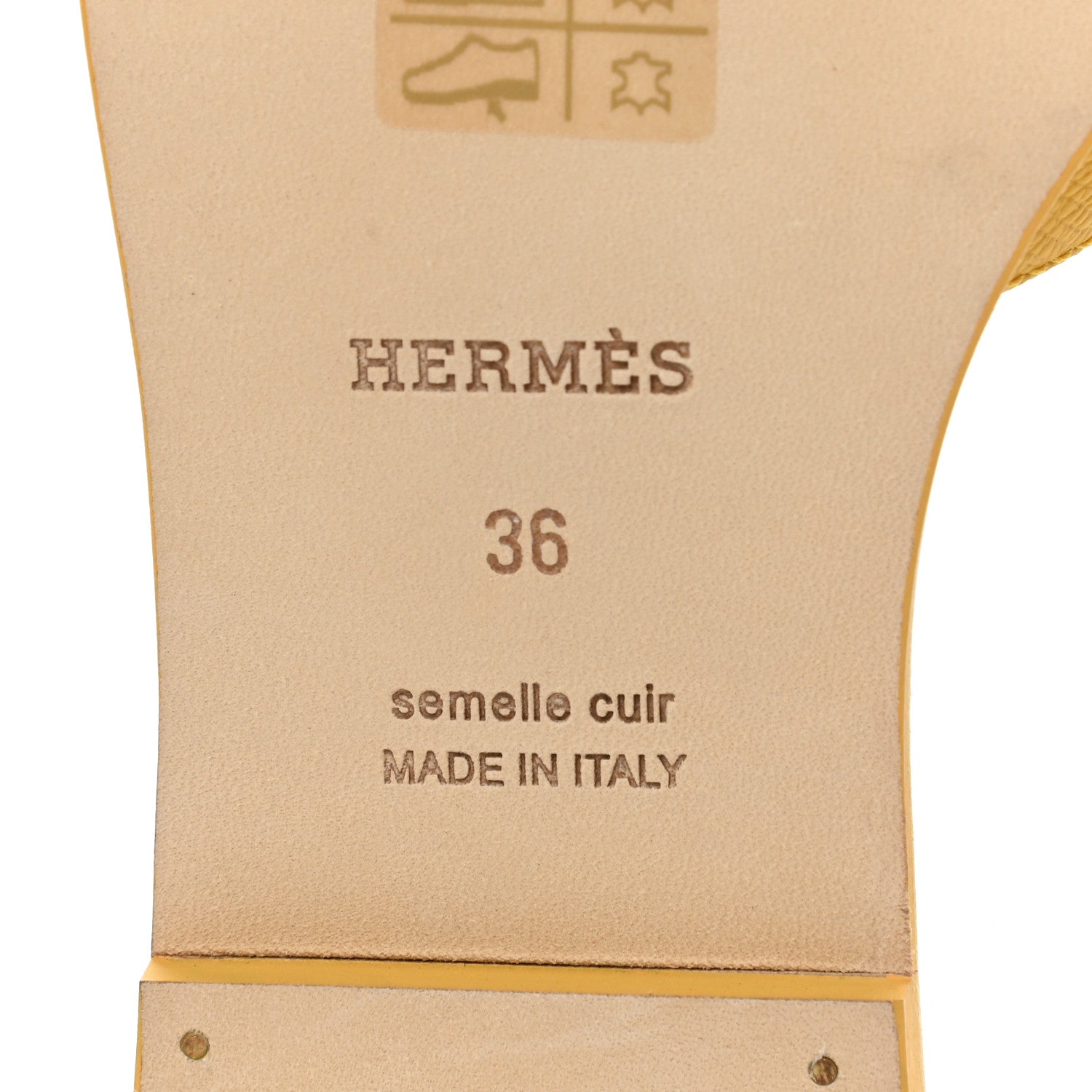 Hermes Epsom Oran Sandals 36 Jaune Sable 6 of 9