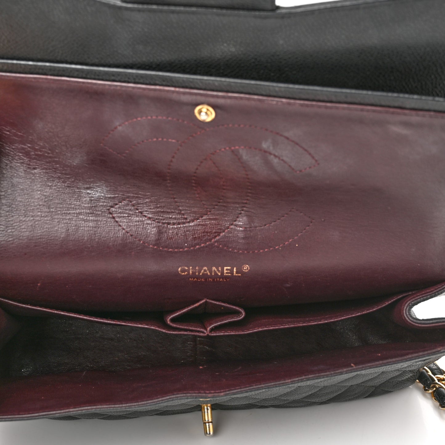 Caviar Quilted Jumbo Double Flap Black