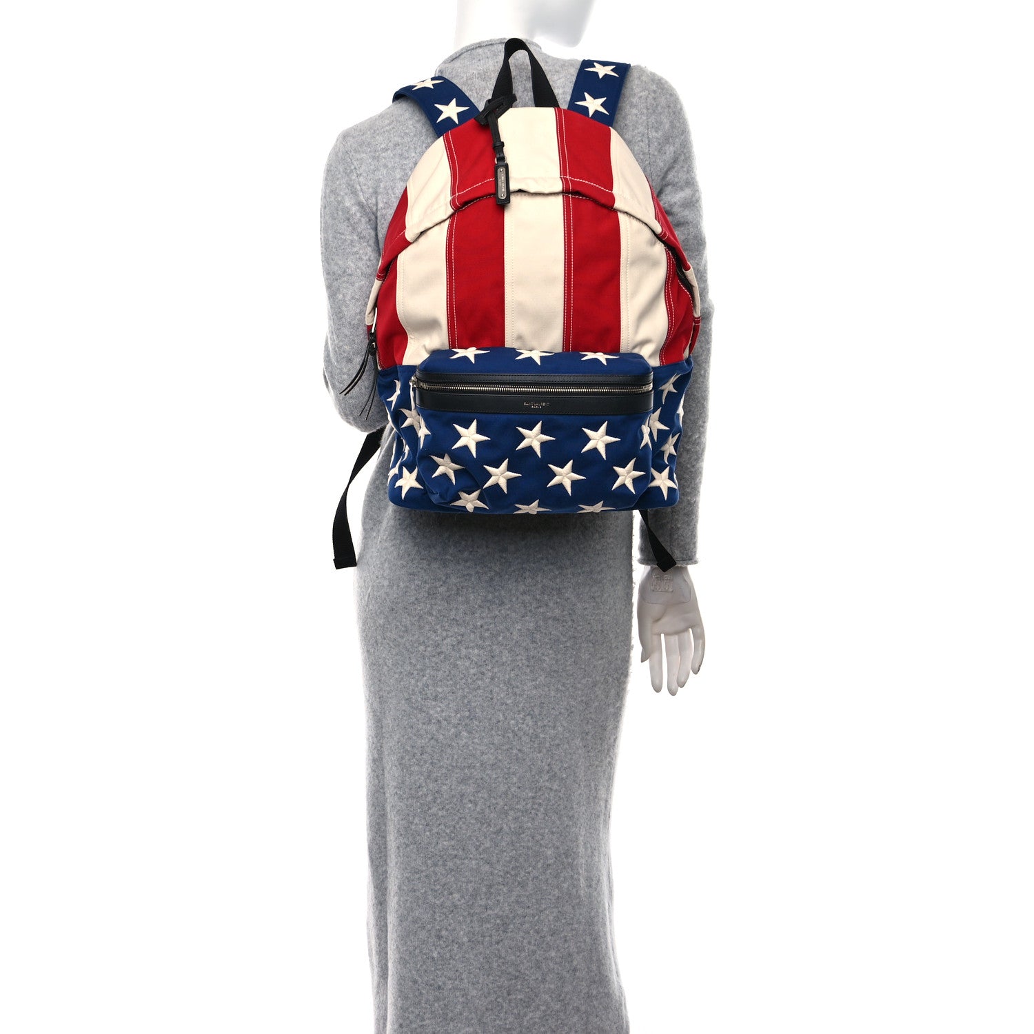 Saint Laurent Canvas American Flag Backpack Red White Blue 3 of 9