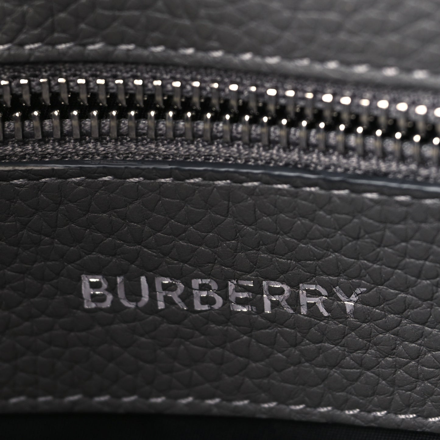 Grainy Calfskin Embossed Bruno Messenger Charcoal Grey