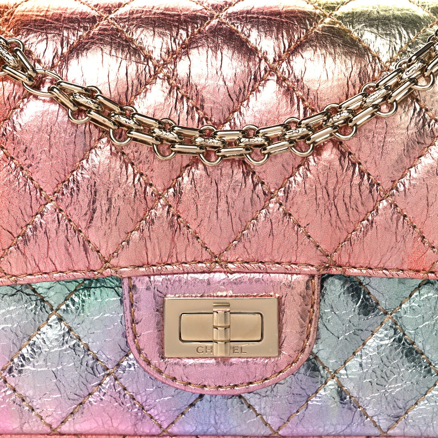 Metallic Goatskin Quilted Mini 2.55 Reissue Flap Multicolor
