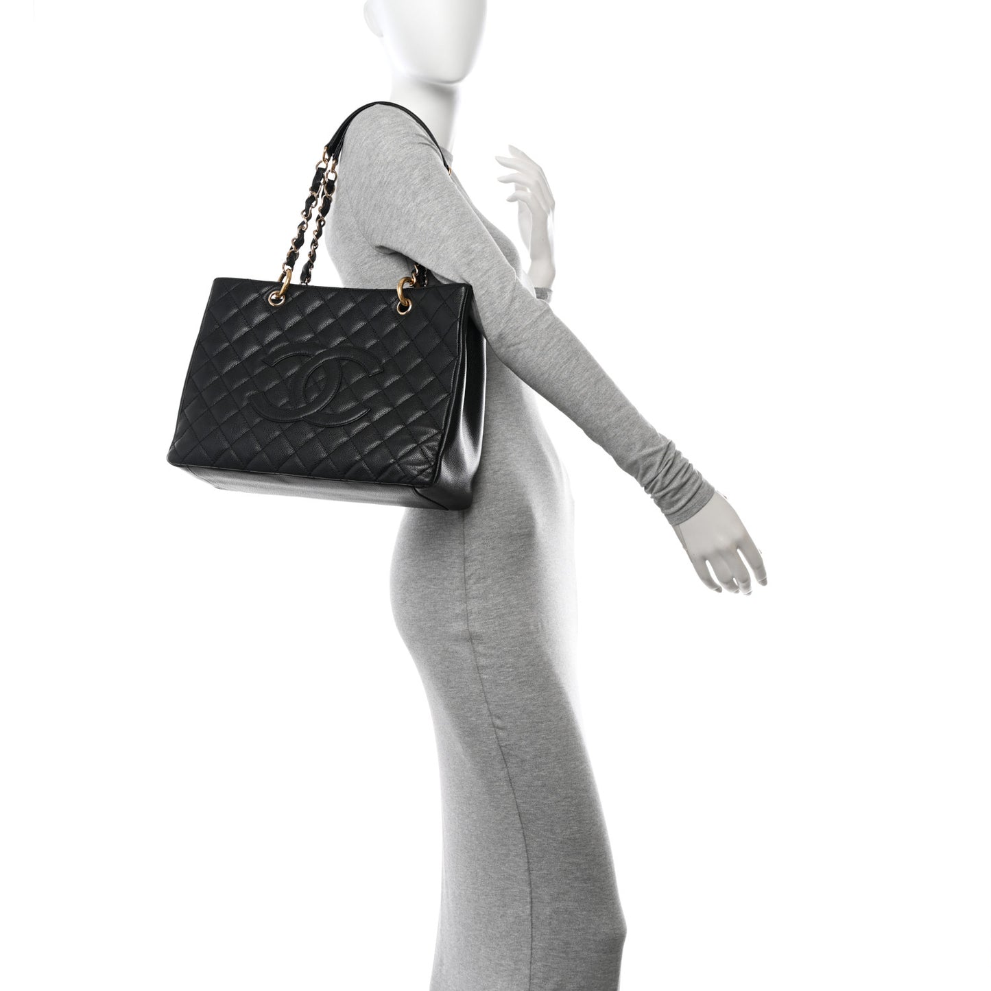 Caviar Quilted Grand Shopping Tote GST Black