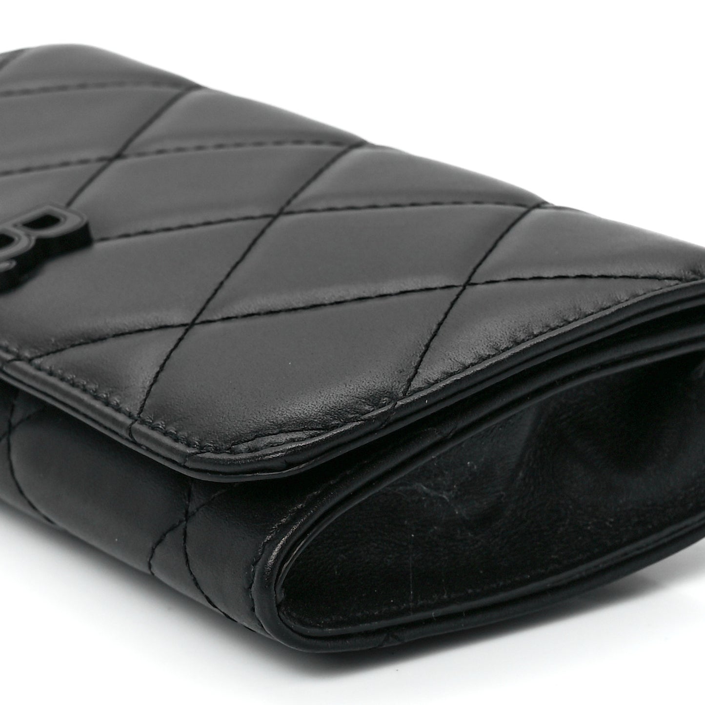 Nappa Calfskin Quilted Touch B Phone Holder With Strap Black