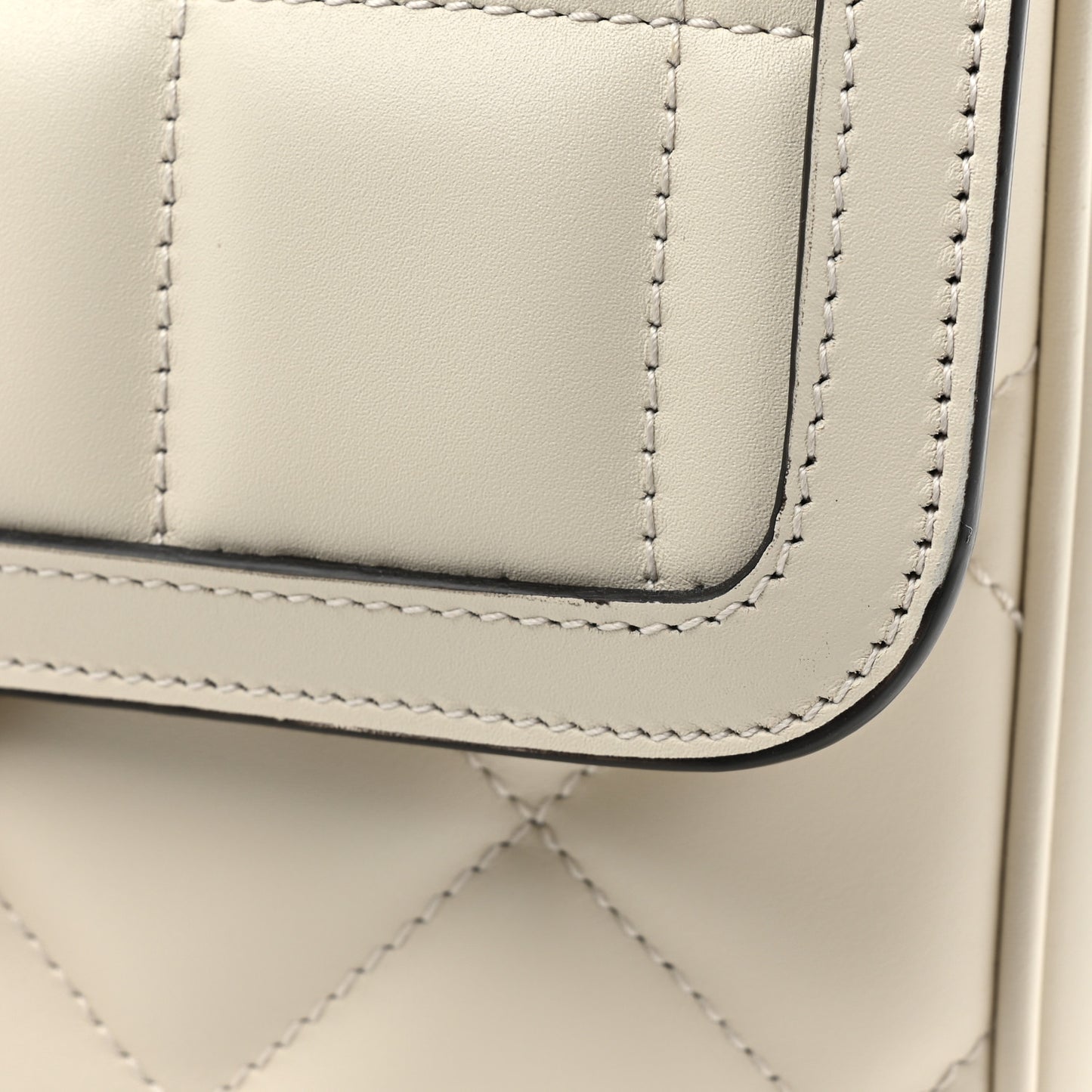 Calfskin Quilted Small Deco Shoulder Bag Mystic White