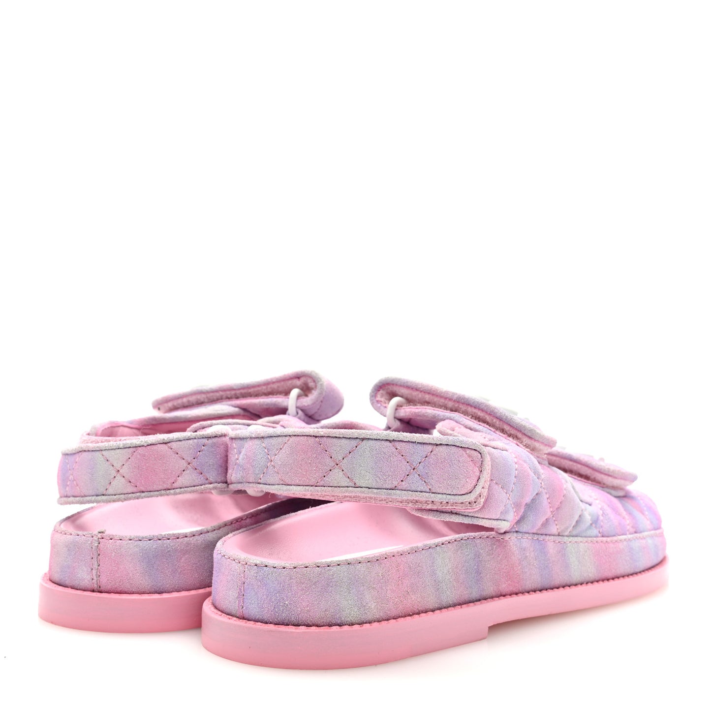 Suede Quilted Dad Sandals 38 Pink Purple
