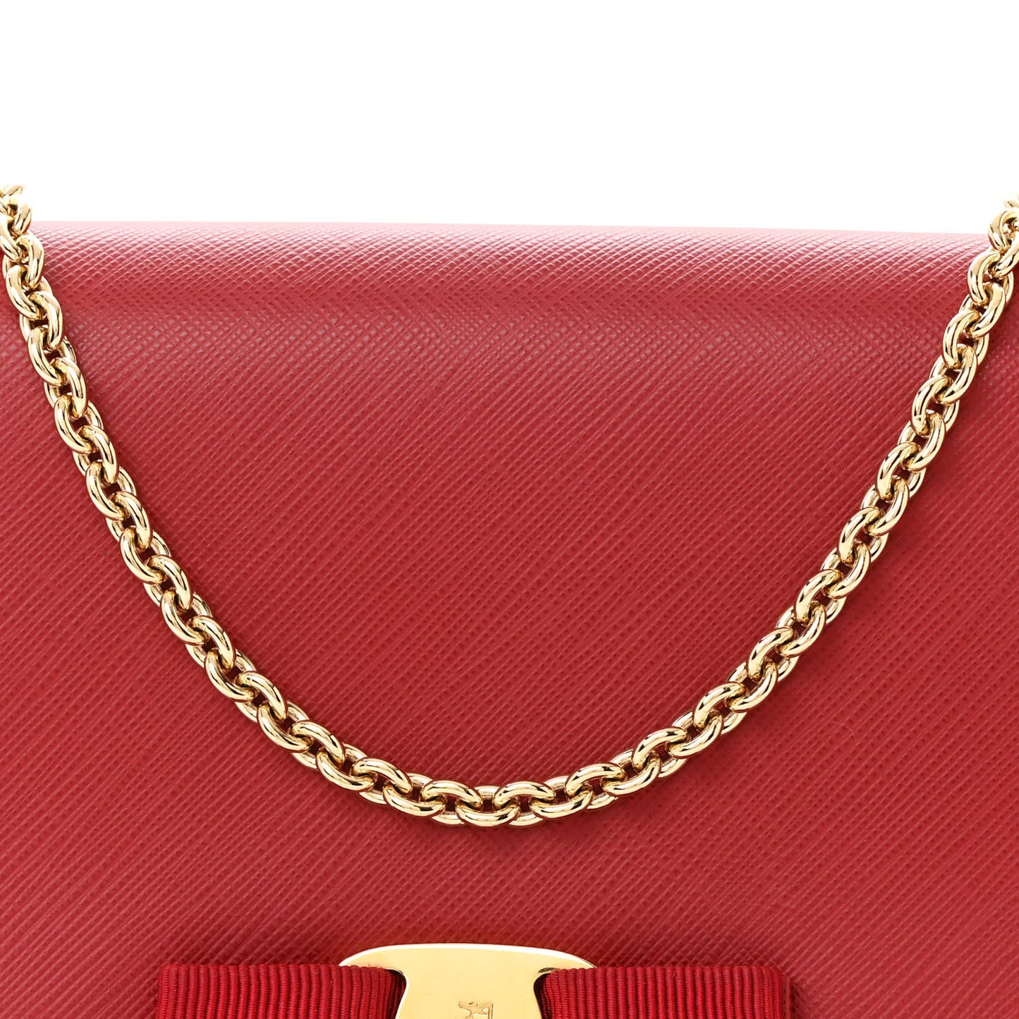Hammered Calfskin Mini Miss Vara Bow Chain Bag Rosso