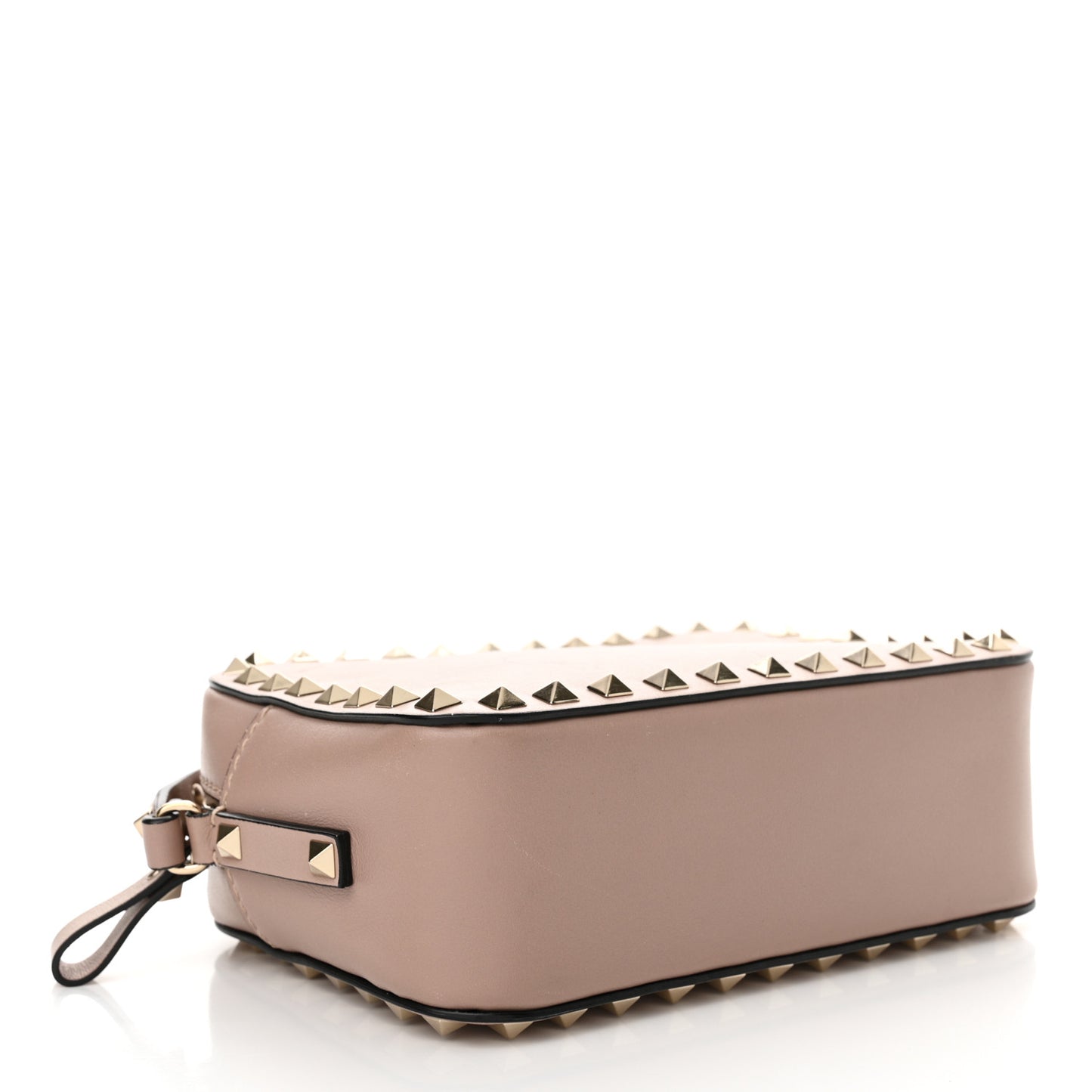 Calfskin Rockstud Camera Crossbody Bag Poudre