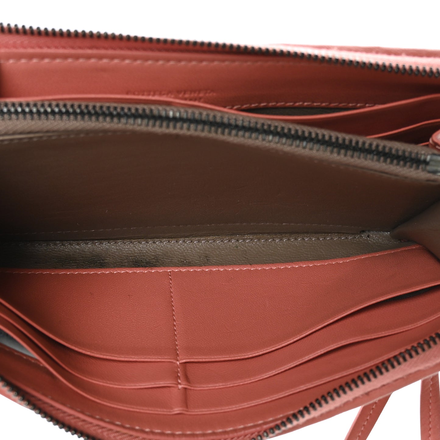Nappa Intrecciato Half Zip Around Wallet Pompei