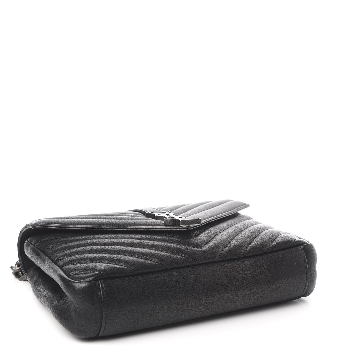 Sheepskin Matelasse Chevron Monogram Medium College Bag Black