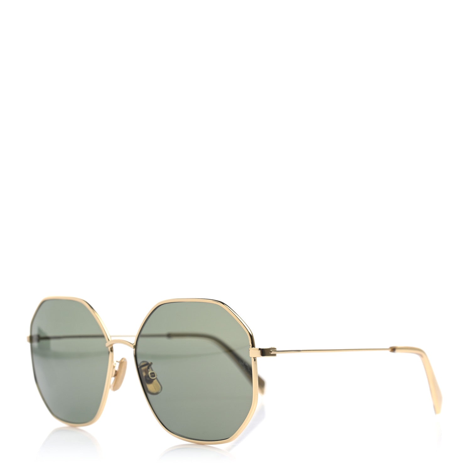 Celine Gold Frame Black Lens Hexagonal Sunglasses WITH BOX Celine Triomphe Hexagon-Frame Sunglasses - Gold | Editorialist main image 4