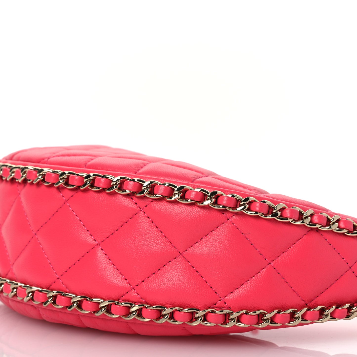Lambskin Quilted Chain Around Hobo Pink