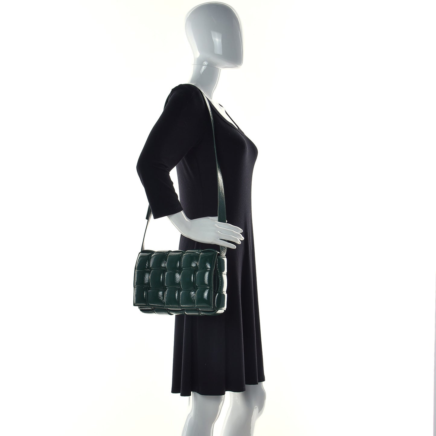 Textured Deerskin Maxi Intrecciato Padded Cassette Crossbody Bag Raintree