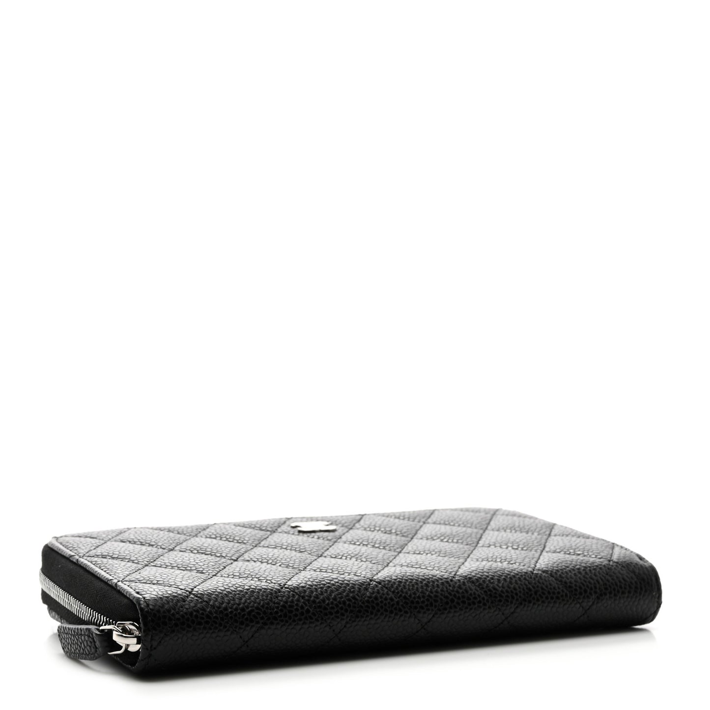Caviar Quilted Large Gusset Zip Around Wallet Black