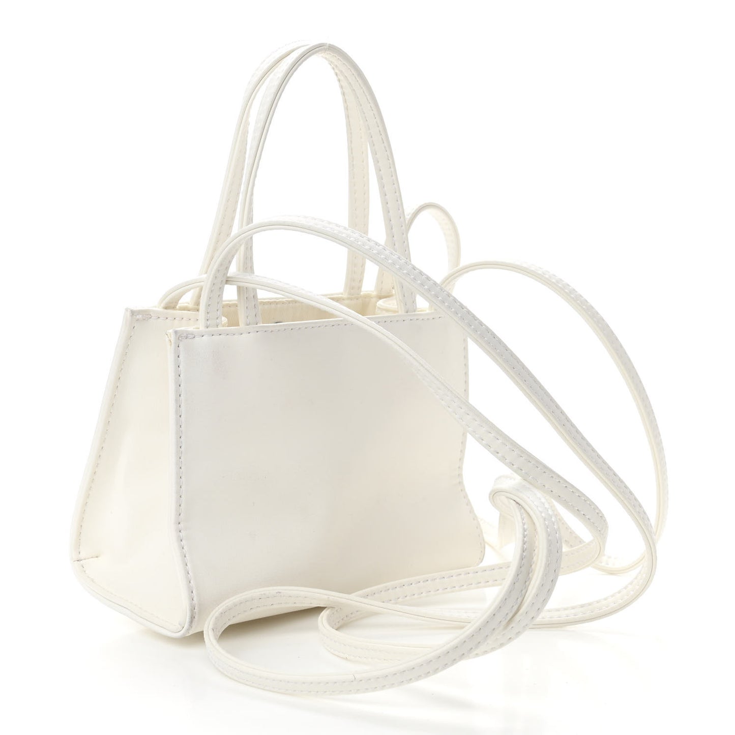 Vegan Leather Small Shopping Bag White