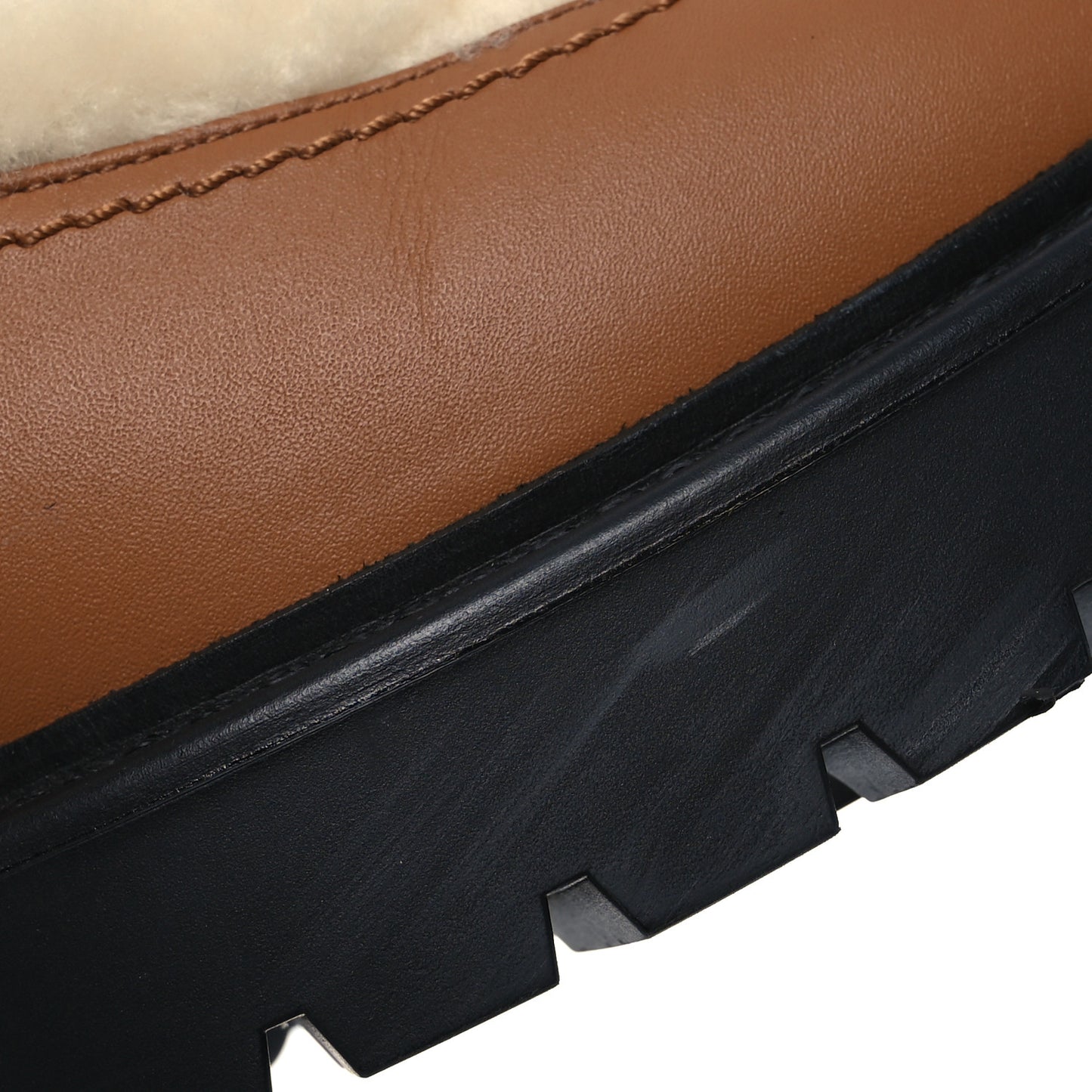 Calfskin Shearling Icone Loafers 41 Naturel Ecru