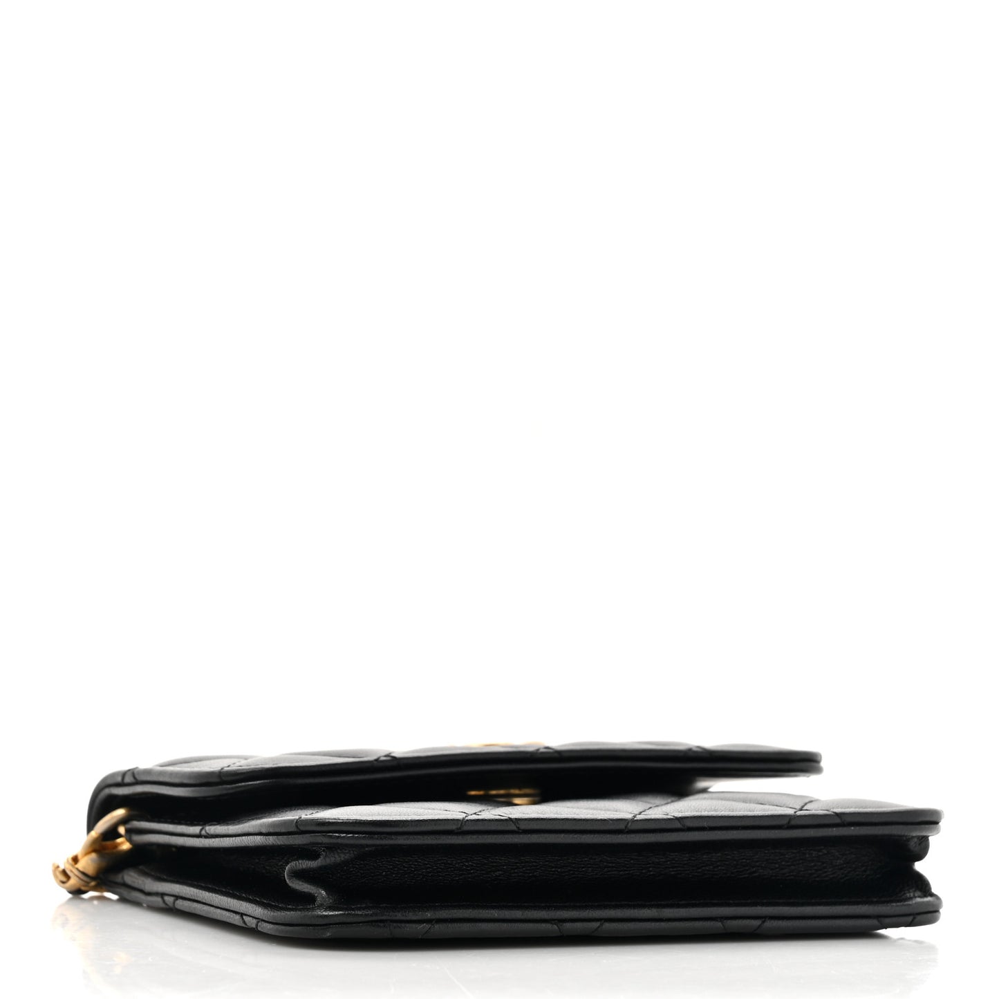 Lambskin Quilted Pearl Crush Clutch With Chain Black