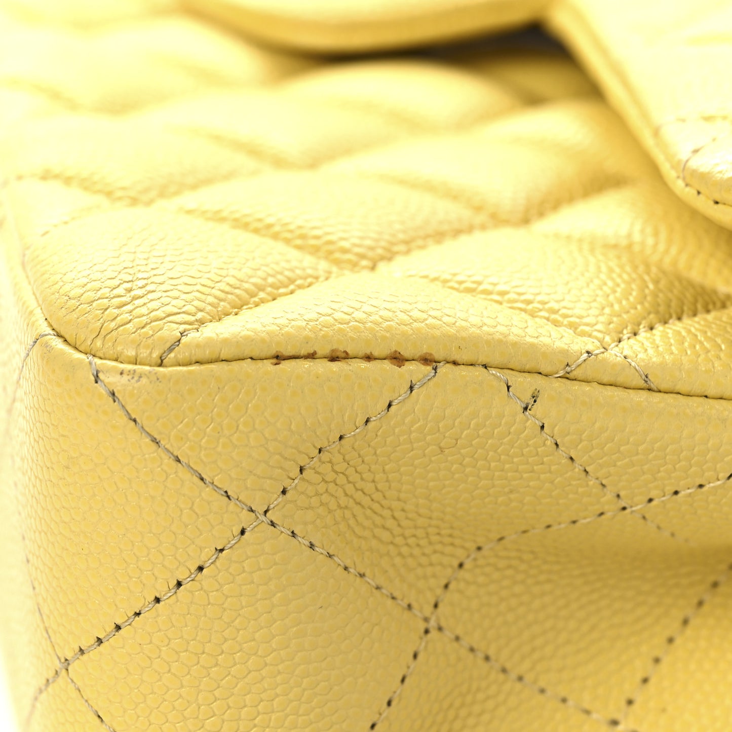 Caviar Quilted Small Double Flap Light Yellow
