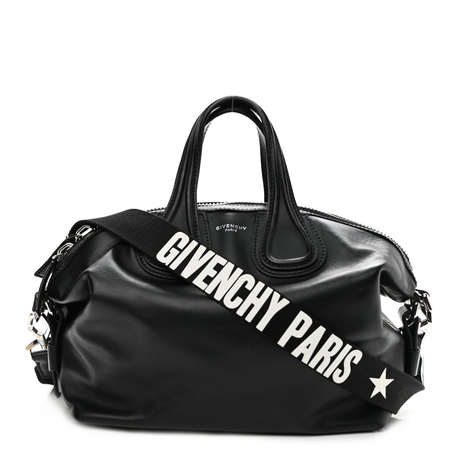 Givenchy Waxed Calfskin Small Nightingale Logo Strap Black 1 of 10