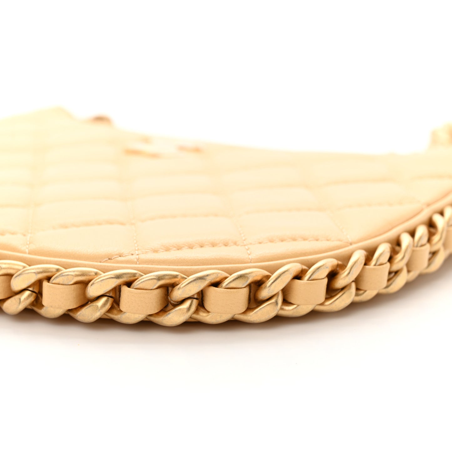 Shiny Crumpled Lambskin Quilted Trendy Chain Around Yellow