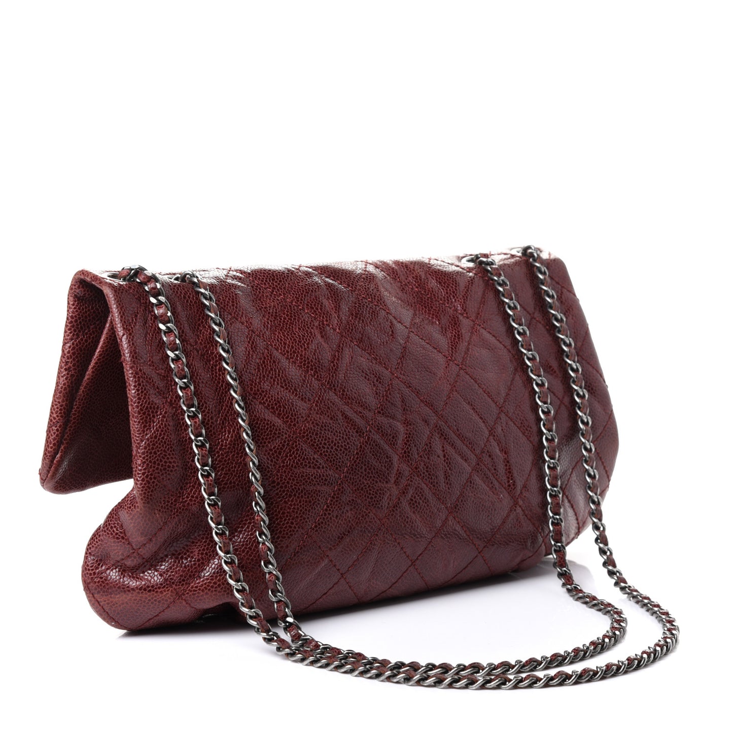 Caviar Quilted Medium Elastic Flap Bordeaux