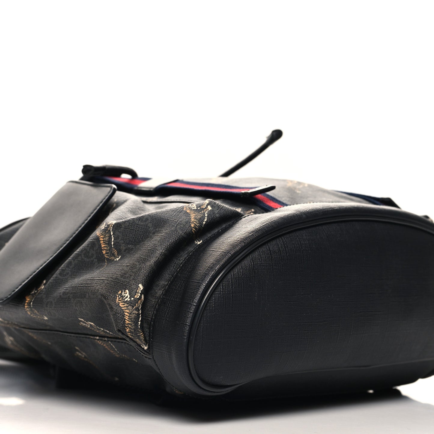 GG Supreme Monogram Tigers Double Buckle Backpack Black Multicolor