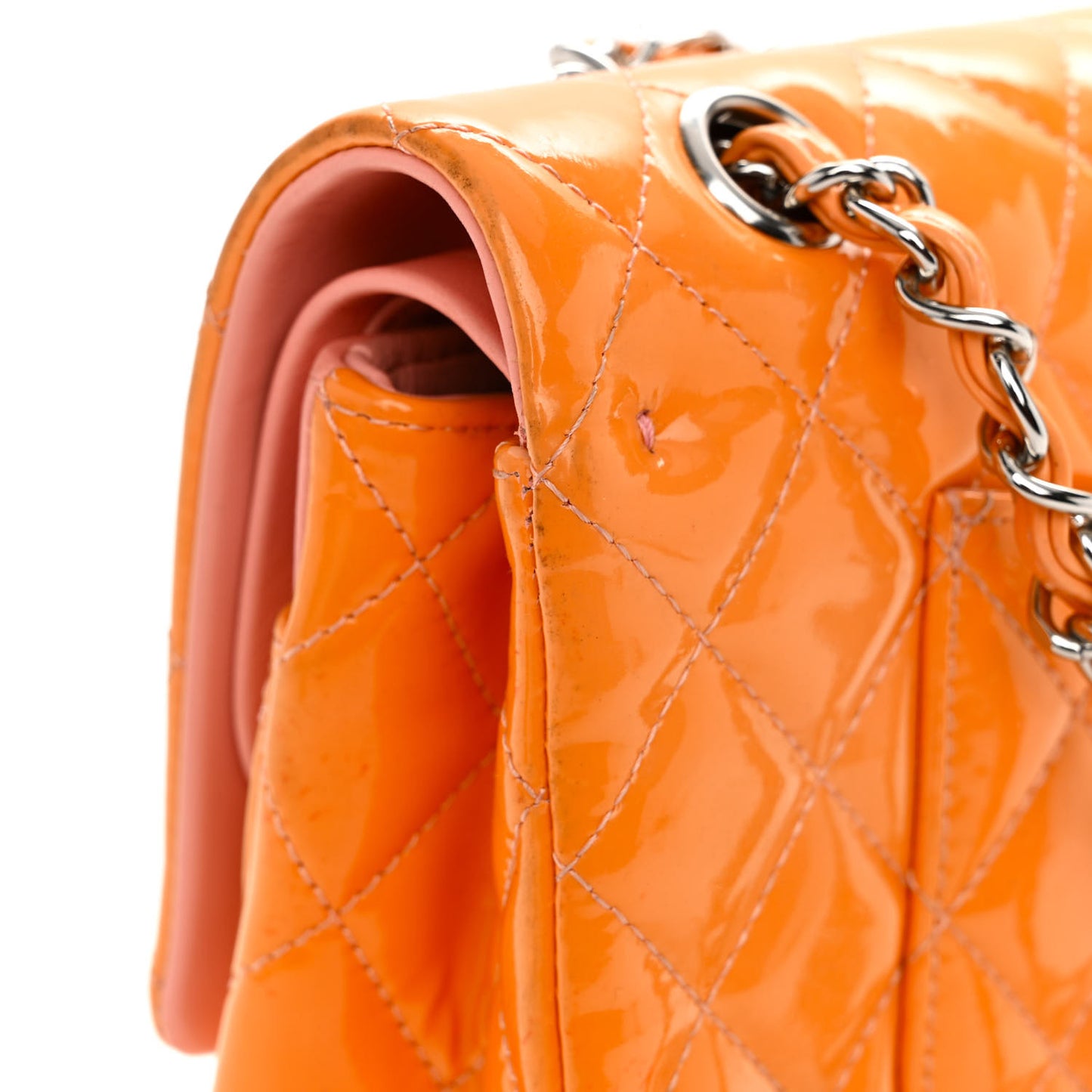 Patent Quilted Medium Double Flap Pink