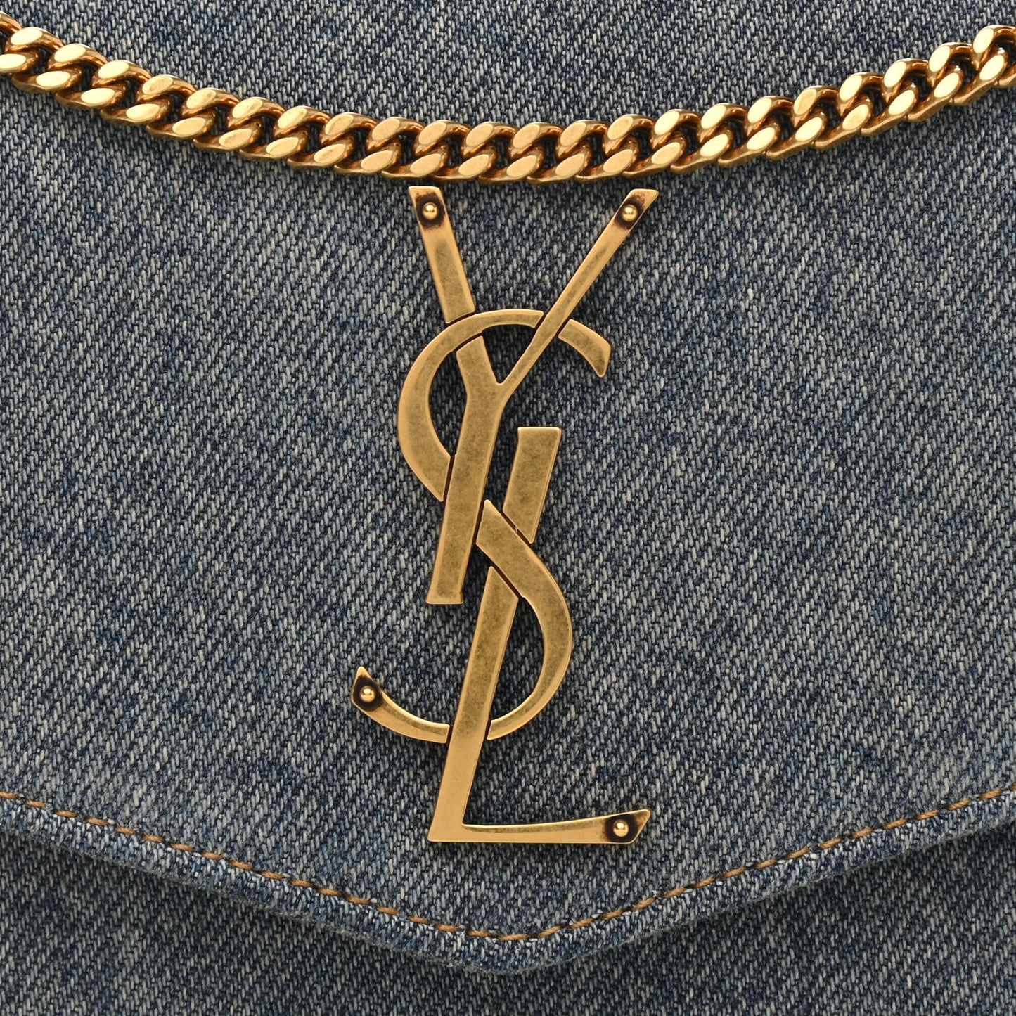 Denim Monogram Chain Wallet Rodeo Blue Cinnamon