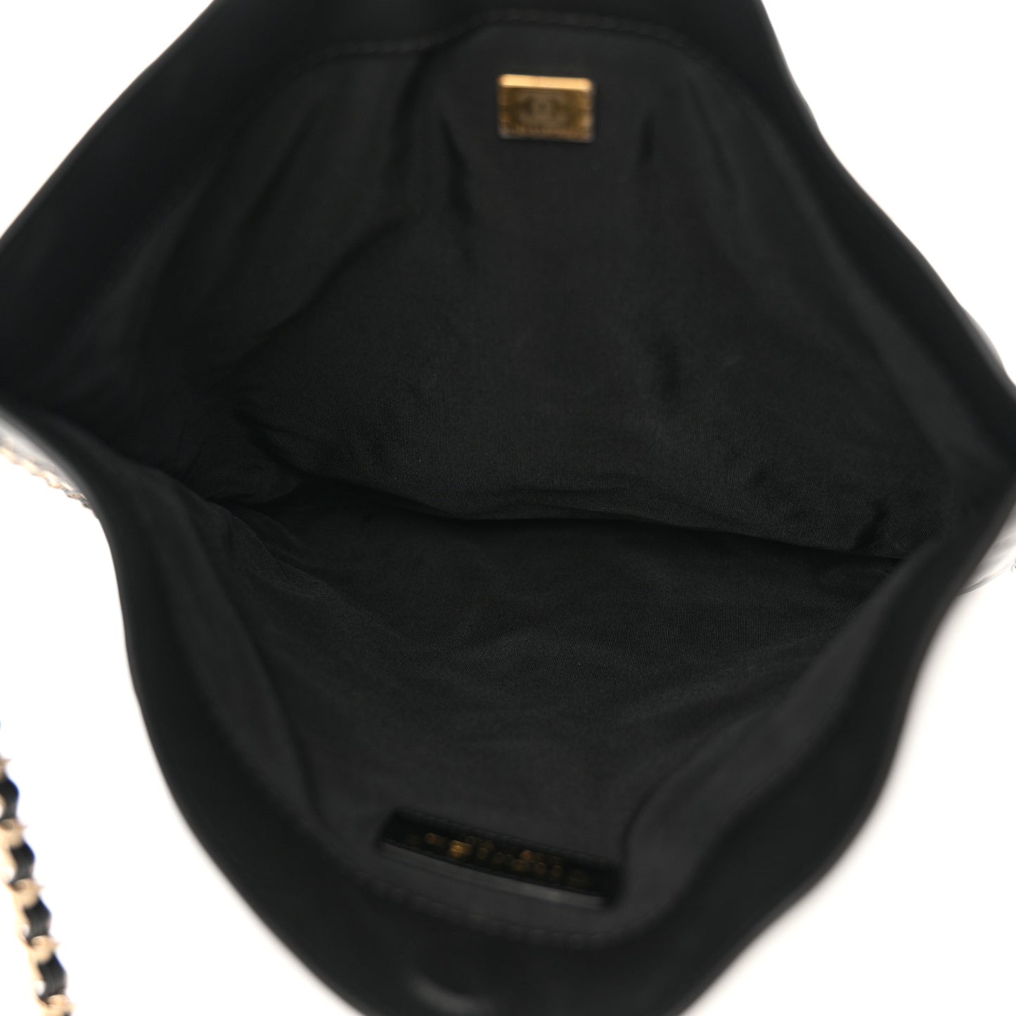Calfskin Quilted Chain Flat Tote Black