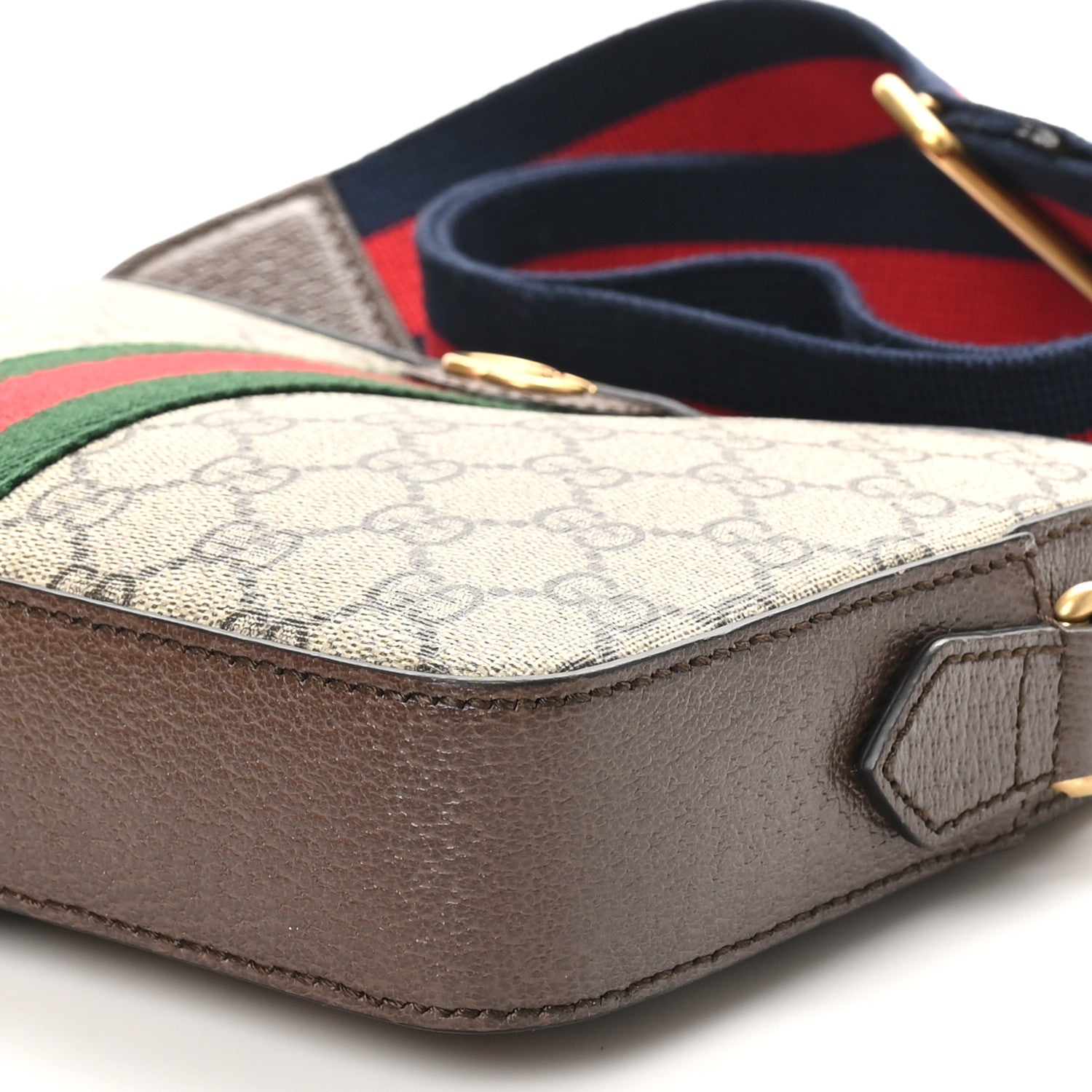 Gucci GG Supreme Monogram Textured Dollar Calfskin Web Ophidia Wristlet Shoulder Bag Beige Ebony New Acero 10 of 10