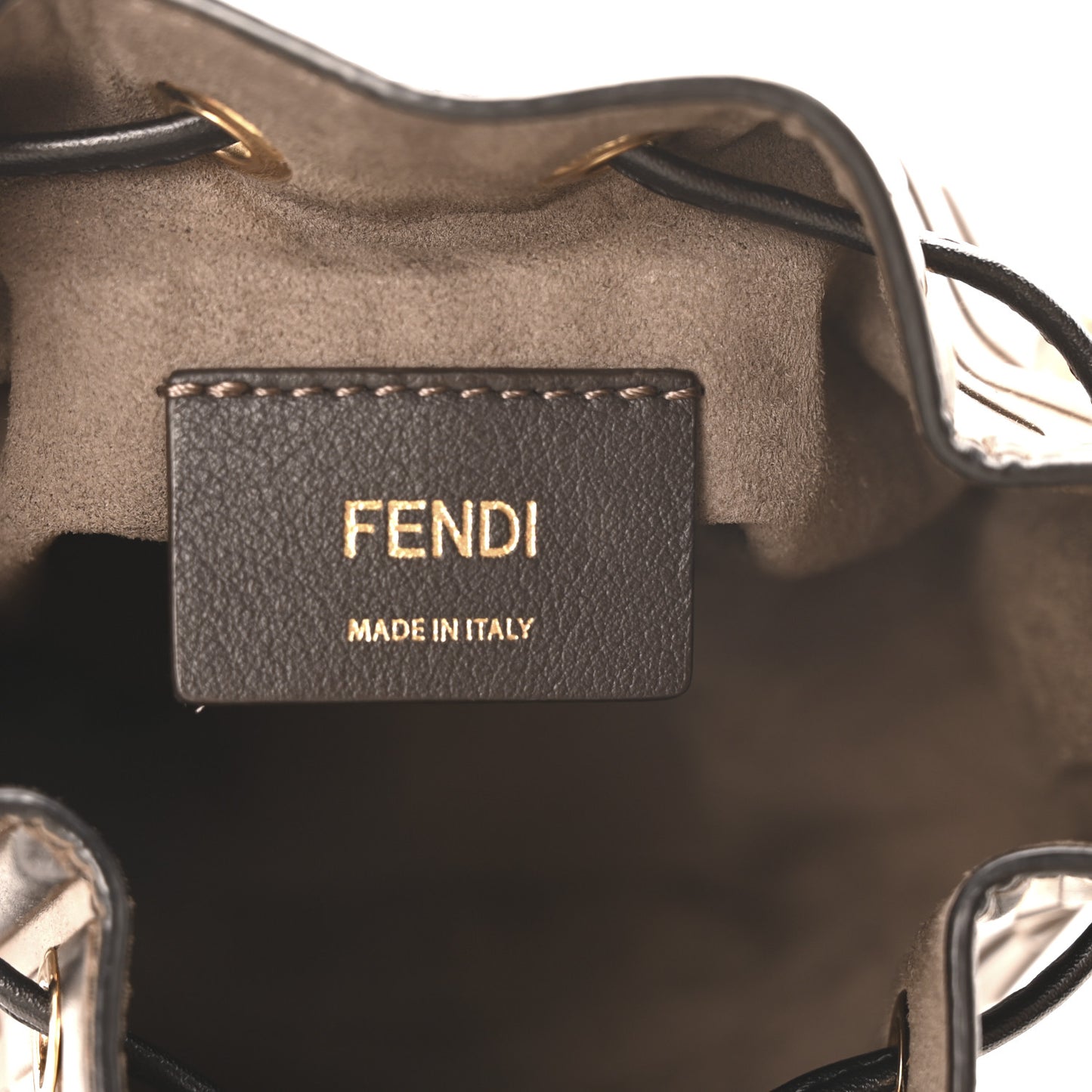 Vitello Liberty F is Fendi Bi-Color FF 1974 Embossed Mini Mon Tresor Bucket Bag Maya Black