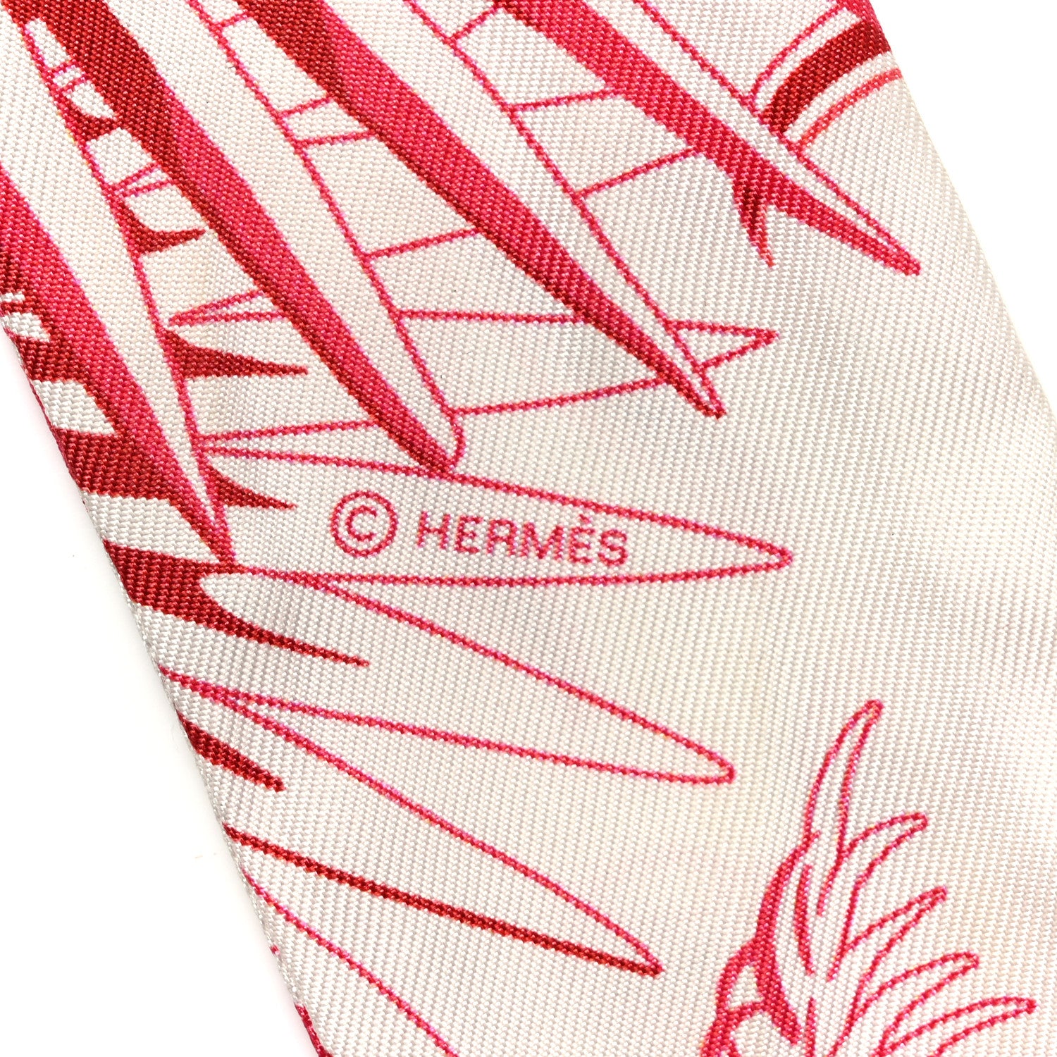 Hermes Silk Mythiques Phoenix Coloriages Twilly White Corail Blue Jean 4 of 5