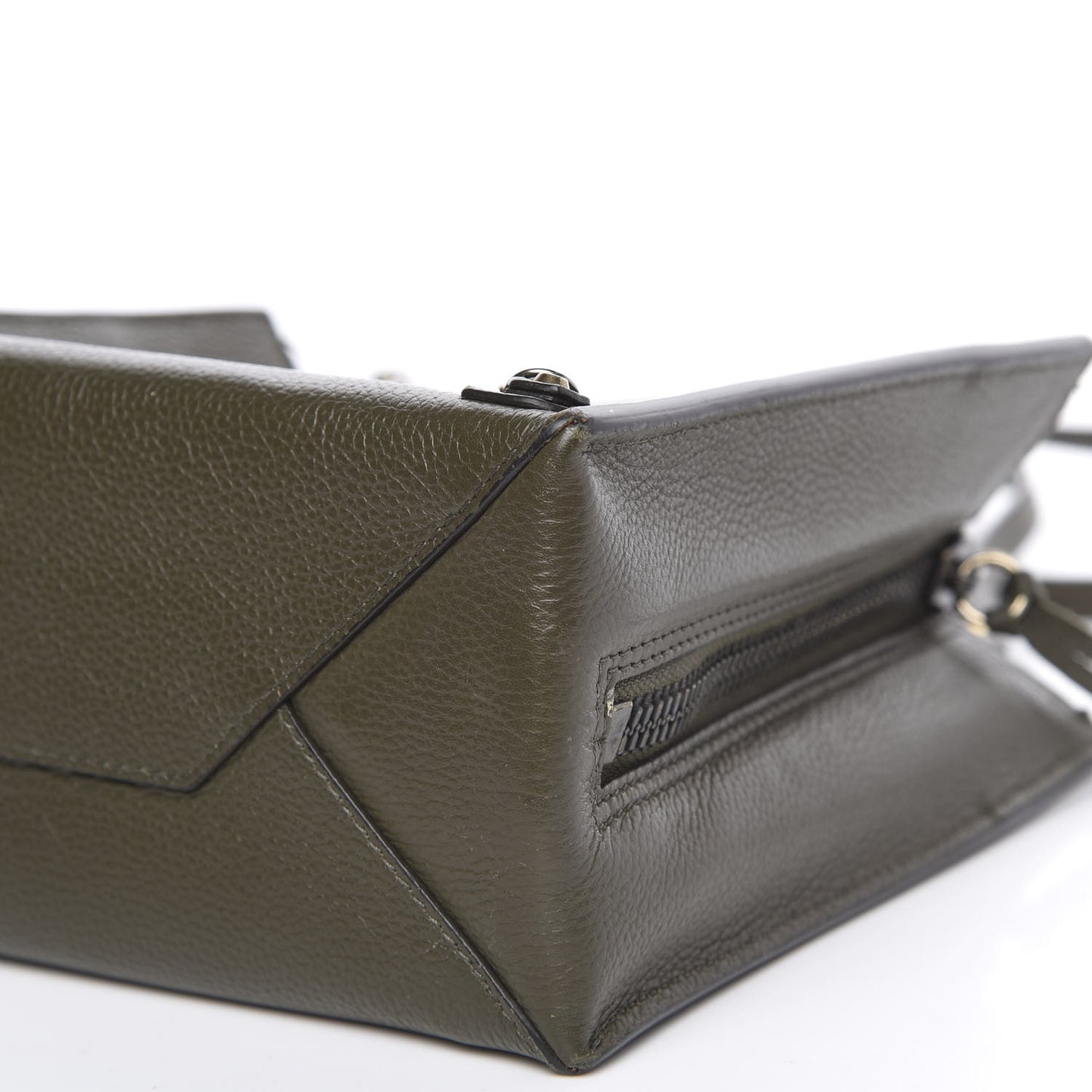 Grained Calfskin Papier Mini A4 Zip Around Tote Green