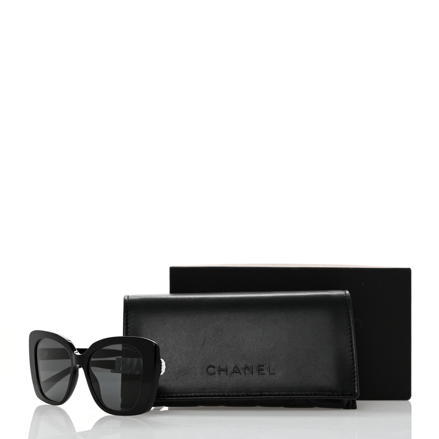 Chanel Acetate Strass Square Sunglasses 5422-B Black White 8 of 8